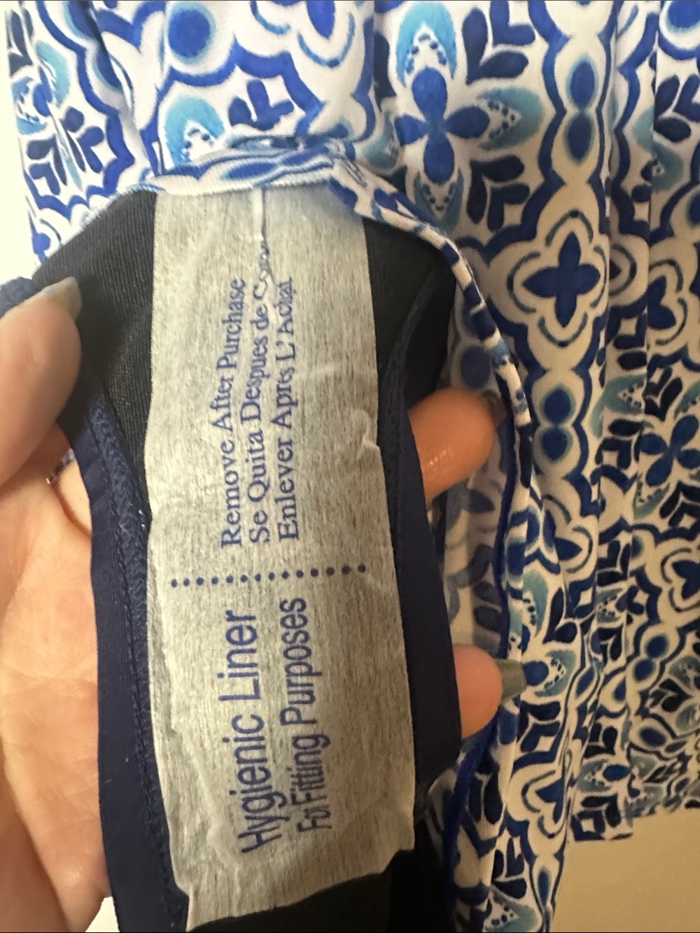 Swim Solutions Blue & White Pattern One-Piece Swimdress - Picture 12 of 13